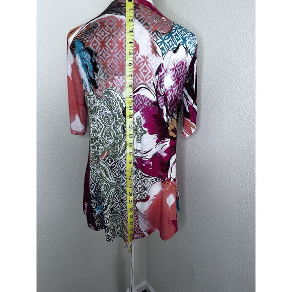 Chico’s Women’s Multicolor Floral Print Pullover Blouse Short Sleeves Size 0 - Picture 4 of 6